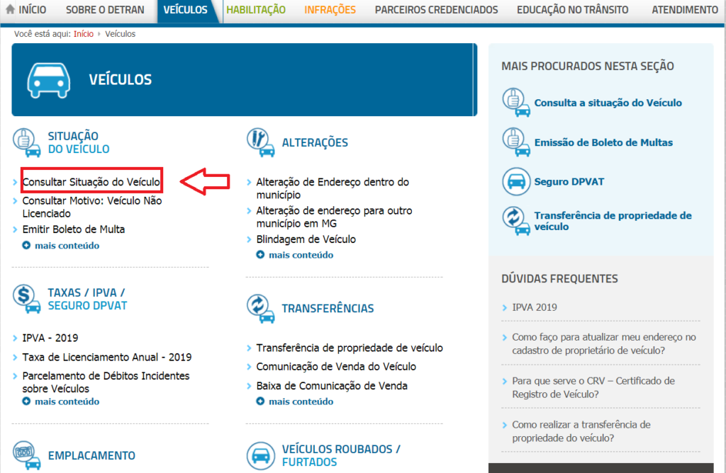 DETRAN MG 2020 ← Consultar Licenciamento, Multas e Serviços