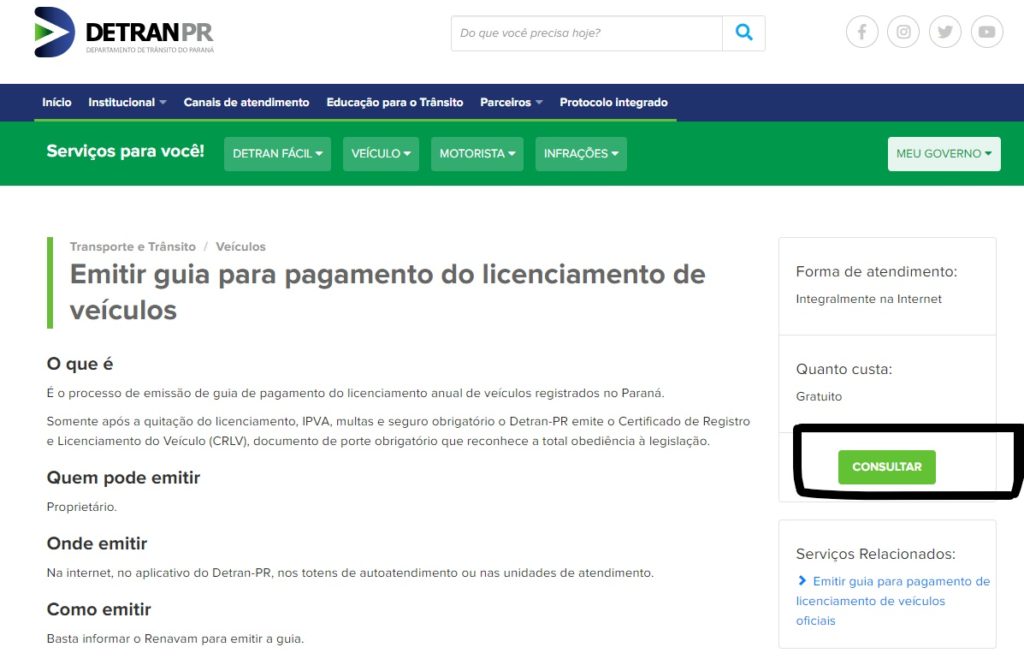 DETRAN PR 2020 ← Consultar Licenciamento, Multas e Serviços